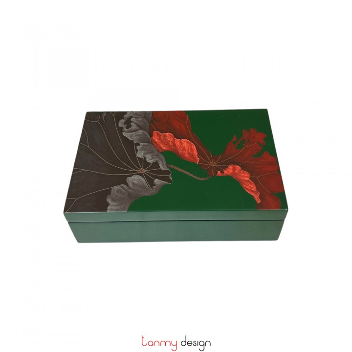 Hộp sơn mài chữ nhật vẽ hoa lá 11*17*H5cm ( các mẫu )
